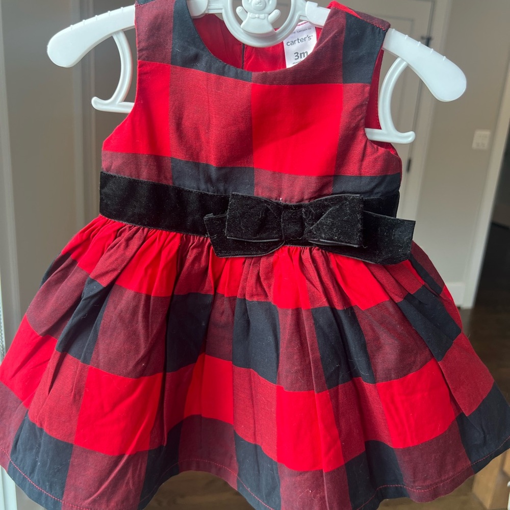 Carter's Red and Black Plaid Baby Dress with Bow